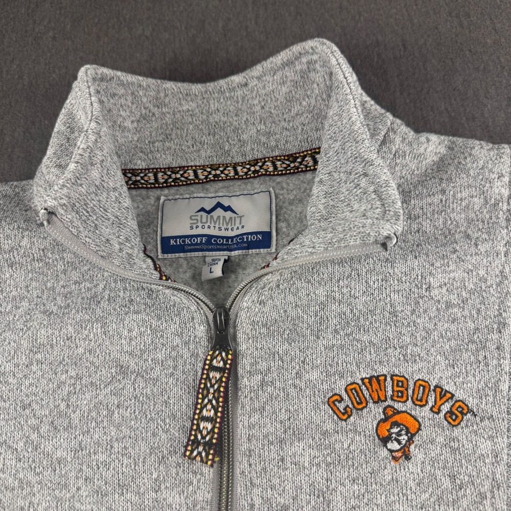 Summit Sportswear OSU Cowboys Heather Gray Quarter Zip Fleece Pullover Large